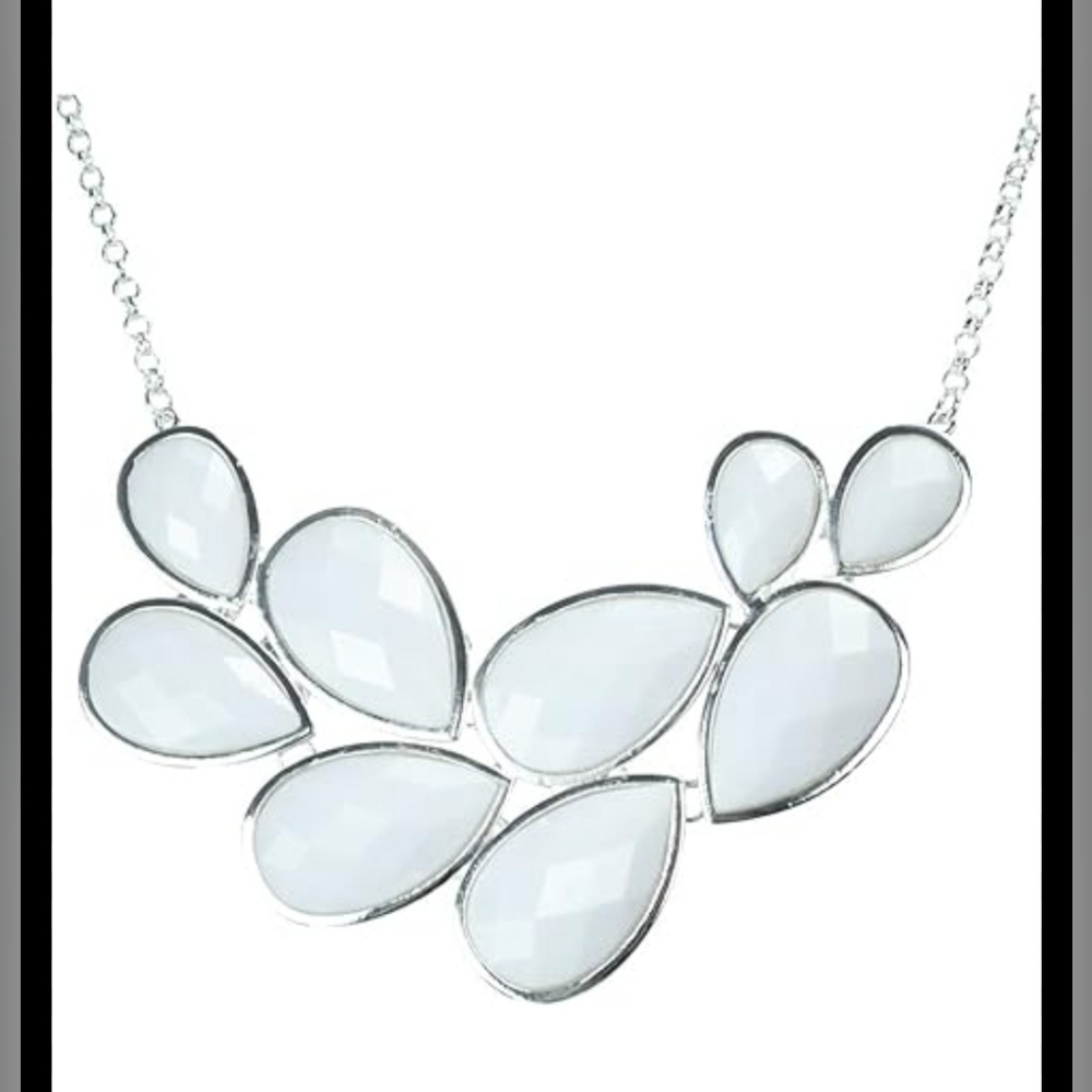 Jane Stone Necklace 2 Row Ivory Bubble Bib Statement Piece Fashion Accessory